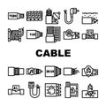 Cable Wire Electrical System Icons Set Vector Royalty Free Stock Photo