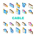 Cable Wire Electrical System Icons Set Vector Royalty Free Stock Photo