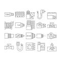 Cable Wire Electrical System Icons Set Vector Royalty Free Stock Photo