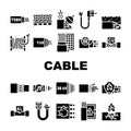 Cable Wire Electrical System Icons Set Vector Royalty Free Stock Photo