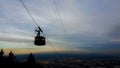 Cablecar in czech mountains in winter sunset