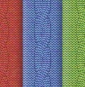 Cabled knitted pattern 3 colours Royalty Free Stock Photo