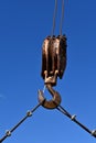 Cables attached to a pulley for heavy lifting