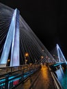 The cables intersect the bridge tower in wuhan city Royalty Free Stock Photo