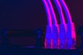 Cables plugged in a Wi-Fi router on dark background Royalty Free Stock Photo
