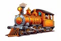 Cabless Locomotive In Cartoon Style Stiker On White Background On Isolated Transparent Background Lo