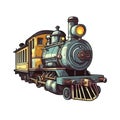 Cabless Locomotive In Cartoon Style Stiker On White Background On Isolated Transparent Background, Png, Logo. Generative AI