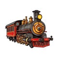 Cabless Locomotive In Cartoon Style Stiker On White Background On Isolated Transparent Background, Png, Logo. Generative AI