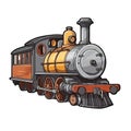 Cabless Locomotive In Cartoon Style Stiker On White Background On Isolated Transparent Background, Png, Logo. Generative AI