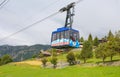 Cableway from Buisson to Chamois, the village in Val D`Aosta, Italy. Its peculiarity is that cars are not allowed in the village. Royalty Free Stock Photo
