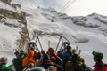 The cableway that leads to the mount Titlis over Engelberg on the Swiss alps