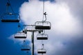 Cableway lift transportation in the alps mountains Royalty Free Stock Photo
