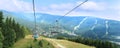 On the cableway from Medvedin to Spindleruv Mlyn in Krkonose Giant Mountains, Czech Republic, Bohemian Region