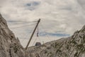 Cableway near Kanin mountains in Slovenia in summer cloudy day