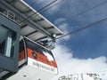 Cableway for the transport of tourists at high altitude on the immaculate snow