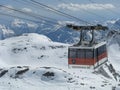 Cableway for the transport of tourists at high altitude on the immaculate snow