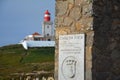 Cabo da Roca monument board and lighthouse, Portugal