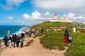 Cabo da Roca, Portugal/Europe; 15/04/19: Lighthouse and cliffs at Cabo da Roca with some tourists