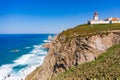 Cabo da Roca, Portugal. Lighthouse and cliffs over Atlantic Ocean