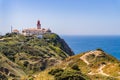 Cabo da Roca, Portugal. Lighthouse and cliffs over Atlantic Ocean Royalty Free Stock Photo