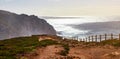 Cabo da Roca, Portugal. Lighthouse and cliffs over Atlantic Ocean, the most westerly point of the European mainland Royalty Free Stock Photo