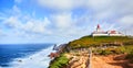 Cabo da Roca, Portugal. Lighthouse and cliffs over Atlantic Ocean, the most westerly point of the European mainland Royalty Free Stock Photo