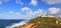 Cabo da Roca, Portugal. Lighthouse and cliffs over Atlantic Ocean, the most westerly point of the European mainland Royalty Free Stock Photo