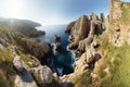 Cabo da Roca, Portugal, Panoramic view of cliffs and sea