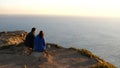 Cabo da Roca, Potugal - December 27, 2017: Couple in love lookin