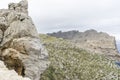 Cabo de Formentor in the Balearic Islands, Spain, high cliffs ne Royalty Free Stock Photo