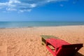 Beach chair in front of the sea.