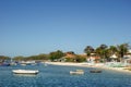 Cabo Frio, Brazil: colored fishing boats moored on calm beach Royalty Free Stock Photo