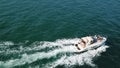 View of a private recreational boat with people sailing Royalty Free Stock Photo