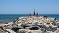 CABO PINO, ANDALUCIA/SPAIN - JULY 2 : People Exploring the Rocks