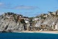 The hill with luxury waterfront homes and resort hotels by the bay near Cabo San Lucas, Mexico Royalty Free Stock Photo