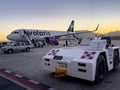 Cabo San Lucas, Mexico, September 6, 2023: Aircraft ready for people to board a Volaris commercial aircraft at Los Cabos