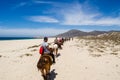 Tourists horseback riding on the beach in Cabo San Lucas, Baja California