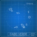 Cabo Verde blueprint map template with capital.