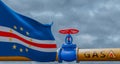 Cabo Verde gas, valve on the main gas pipeline Cabo Verde, Pipeline with flag Cabo Verde, Pipes of gas from Cabo Verde, 3D work