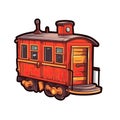 Caboose In Cartoon Style Stiker On White Background On Isolated Transparent Background, Png, Logo. Generative AI