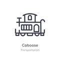 caboose outline icon. isolated line vector illustration from transportation collection. editable thin stroke caboose icon on white