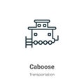 Caboose outline vector icon. Thin line black caboose icon, flat vector simple element illustration from editable transportation