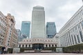 Cabot Square at Canary Wharf on a cloudy day