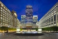 Cabot Square In London at night Royalty Free Stock Photo