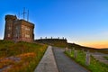 Cabot Tower at Sunset, Signal Hill, St John`s Newfoundland & Labrador, Canada Royalty Free Stock Photo