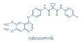 Cabozantinib cancer drug molecule. Inhibitor of c-Met and VEGFR2 tyrosine kinases, used in treatment of medullary thyroid cancer..