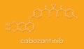 Cabozantinib cancer drug molecule. Inhibitor of c-Met and VEGFR2 tyrosine kinases, used in treatment of medullary thyroid cancer..