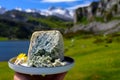 Cabrales artcheese made by rural dairy farmers in Asturias, Spain from cowÃ¢â¬â¢s milk or blended with goat, sheep milk