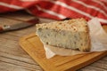 Cabrales, spanish blue cheese on rustic background Royalty Free Stock Photo