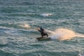 Cabrera de Mar,Barcelona/Spain; 02 08 2019: A good afternoon to practice Windsurfing and Kitesurfing Flysurf at Cabrera beach at